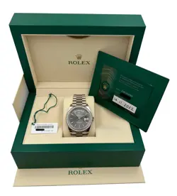 Rolex Day-Date 40mm 18kt White Gold Diamond Bezel Slate dial Box&Card 228239RBR