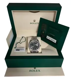 Rolex Day-Date 40mm 18kt White Gold Diamond Bezel Slate dial Box&Card 228239RBR