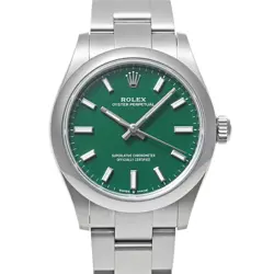 USED ROLEX OYSTER PERPETUAL 277200 GREEN LADIES WATCH #23144
