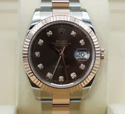 ROLEX 126331 DATEJUST 41 18K ROSE GOLD STEEL CHOCOLATE DIAMOND DIAL FULL SET