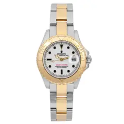 ROLEX YACHT-MASTER 18K YELLOW GOLD STEEL WHITE DIAL LADIES WATCH 169623 