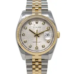 ROLEX DATEJUST 36 116233 GOLD & STEEL SILVER JUBILEE DIAMOND, JUBILEE - PRE-O...
