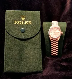 ROLEX 18K YELLOW GOLD LADIES PRESIDENT WATCH CUSTOM DIAMOND BEZEL CUSTOM DIAL