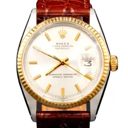 ROLEX 1601 DATEJUST MENS 2TONE 14K YELLOW GOLD STAINLESS STEEL WATCH SILVER DIAL