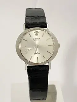 ROLEX WG Cellini 3653 Cal.1600 buckle Hand Wound Silver Dial Dress