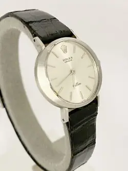 ROLEX WG Cellini 3653 Cal.1600 buckle Hand Wound Silver Dial Dress