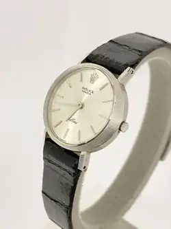 ROLEX WG Cellini 3653 Cal.1600 buckle Hand Wound Silver Dial Dress