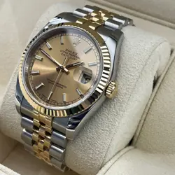 ROLEX DATEJUST 36 CHAMPAGNE DIAL TWO-TONE JUBILEE FLUTED BEZEL REF: 116233