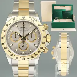 2014 MINT ROLEX DAYTONA 116523 CHRONO SLATE GREY STEEL YELLOW GOLD TWO TONE