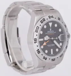 MINT PAPERS Rolex Explorer II Black 42mm Steel Orange GMT Date Watch 216570 BOX