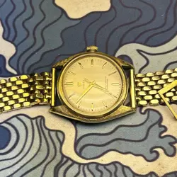 Rolex 4365 Solid Gold 18k 1940s Men’s Watch & GEMEX beads Of Rice Band 18mm 14k