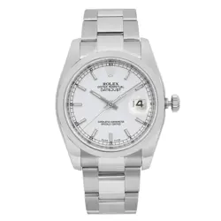 ROLEX DATEJUST ROULETTE DATE 36MM STEEL WHITE DIAL AUTOMATIC MENS WATCH 116200