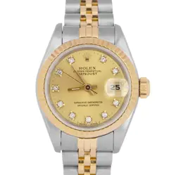MINT ROLEX DATEJUST 26MM FACTORY CHAMPAGNE DIAMOND 18K GOLD STEEL JUBILEE 69173