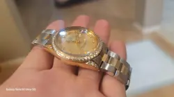 VERY RARE  1980's Rolex 18K Solid Perpetual Date Ref: 15038 On A 2 Tone Bracelet