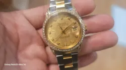 VERY RARE  1980's Rolex 18K Solid Perpetual Date Ref: 15038 On A 2 Tone Bracelet