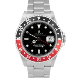 MINT ROLEX GMT-MASTER II 40MM COKE RED BLACK STAINLESS STEEL OYSTER WATCH 16710