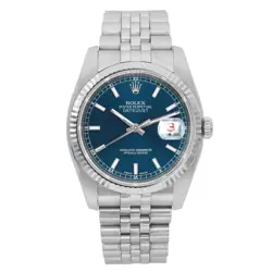 ROLEX DATEJUST 18K WHITE GOLD STEEL BLUE DIAL AUTOMATIC MEN'S WATCH 116234 