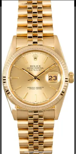 ROLEX DATEJUST 16018 JUBILEE 18K YELLOW GOLD CHAMPAGNE DIAL AUTO MEN WATCH 36MM