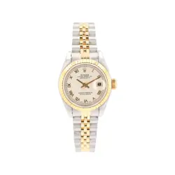 ROLEX DATEJUST 69173 26MM CREAM PYRAMID ROMAN NUMERAL DIAL FLUTED BEZEL JUBILEE