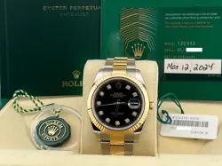 ROLEX DATEJUST 41 126333 BLACK DIAMOND DIAL 18K YELLOW GOLD STEEL BOX PAPER 2024