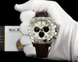 ROLEX 18kt White Gold DAYTONA White Panda With Chocolate Strap 116519 SANT BLANC