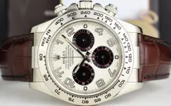ROLEX 18kt White Gold DAYTONA White Panda With Chocolate Strap 116519 SANT BLANC