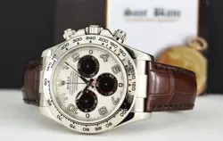 ROLEX 18kt White Gold DAYTONA White Panda With Chocolate Strap 116519 SANT BLANC