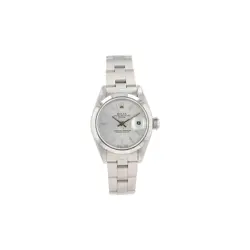 B&P ROLEX DATE 69160 26MM SILVER INDEX DIAL SMOOTH BEZEL & OYSTER BAND