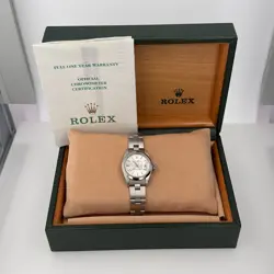 B&P ROLEX DATE 69160 26MM SILVER INDEX DIAL SMOOTH BEZEL OYSTER BAND