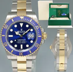 2021 NEW PAPERS ROLEX SUBMARINER 41MM BLUE 126613LB TWO TONE GOLD STEEL WATCH