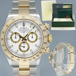 2005 MINT ROLEX DAYTONA 116523 WHITE DIAL STEEL YELLOW GOLD TWO TONE WATCH BOX