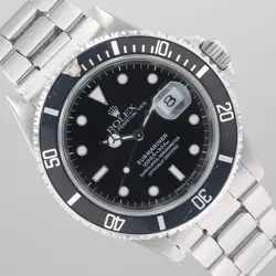 ROLEX SUBMARINER STEEL 40MM BLACK DIAL & INSERT ROTATING BEZEL OYSTER BAND 16610