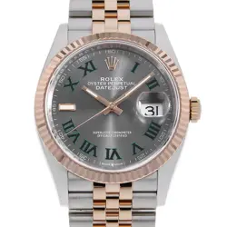 ROLEX DATEJUST 36 126231 SLATE (GREY) GREEN ROMAN 5 ROW JUBILEE BRACELET RAN...