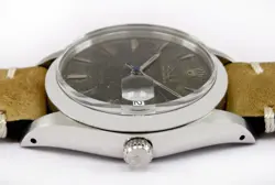 Rolex Oyster Date Precision Black Aged Dial Mens Vintage Steel Watch 6694