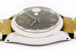 Rolex Oyster Date Precision Black Aged Dial Mens Vintage Steel Watch 6694