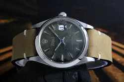 Rolex Oyster Date Precision Black Aged Dial Mens Vintage Steel Watch 6694