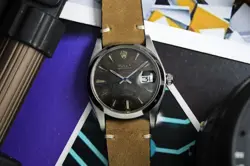 Rolex Oyster Date Precision Black Aged Dial Mens Vintage Steel Watch 6694