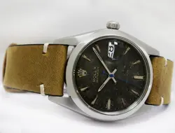 Rolex Oyster Date Precision Black Aged Dial Mens Vintage Steel Watch 6694