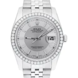 ROLEX DATEJUST 36 MM 116234 SILVER TUXEDO DIAL STAINLESS STEEL DIAMOND BEZEL