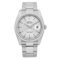 ROLEX DATEJUST 36MM STEEL SILVER DIAL AUTOMATIC MENS WATCH 116200 