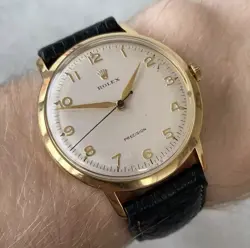 1956 Rare Rolex Precision 18ct Gold 36mm Oversized Arabic Swiss Watch - Boxed