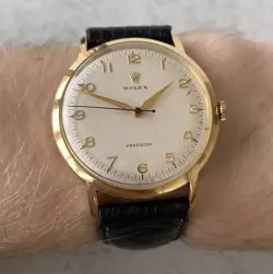 1956 Rare Rolex Precision 18ct Gold 36mm Oversized Arabic Swiss Watch - Boxed