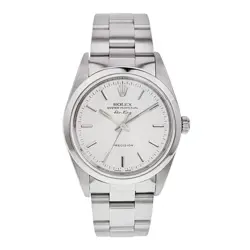 ROLEX AIR KING STAINLESS STEEL SILVER COLOR DIAL 34MM AUTOMATIC MENS WATCH 14000
