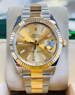 ROLEX DATEJUST 126333 18K YELLOW GOLD & STEEL OYSTER BAND CHAMPAGNE DIAL WATCH