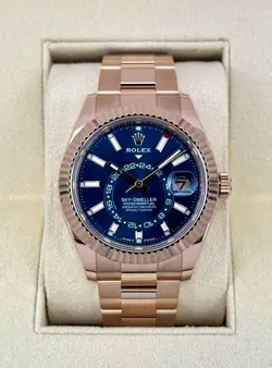 2023 ROLEX SKY-DWELLER 42MM 336935 ROSE GOLD OYSTER BLUE DIAL