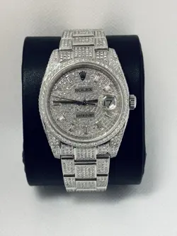 ROLEX 36MM DATEJUST 116200 CUSTOM ICED OUT DIAMONDS DIAL BEZEL AND OYSTER BAND
