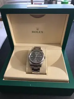 ROLEX OYSTER PERPETUAL 39MM RHODIUM GRAY DIAL STAINLESS STEEL 114300