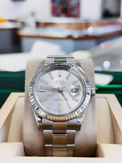 Rolex Datejust II 41 116334 Fluted Bezel Silver Dial Oyster Bracelet Watch