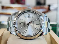 Rolex Datejust II 41 116334 Fluted Bezel Silver Dial Oyster Bracelet Watch