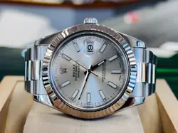 Rolex Datejust II 41 116334 Fluted Bezel Silver Dial Oyster Bracelet Watch